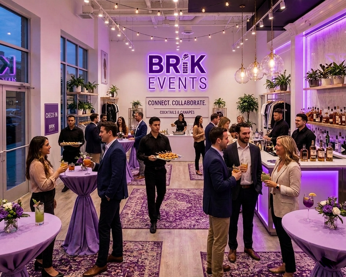 Business owners networking at a BRiK Labs event